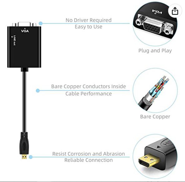 Cable USB-C Carga Rápida con Conector Micro HDMI y VGA Cable USB-C Carga Rápida con Conector Micro HDMI y VGA - Imagen 2