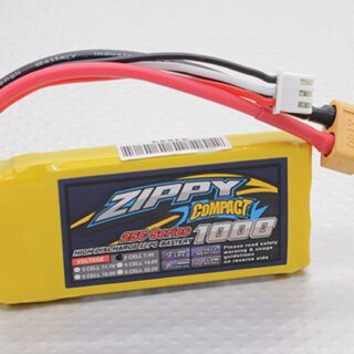 Batería LiPo ZIPPY 1000mAh 2S 7.4V 25C con Conector XT60