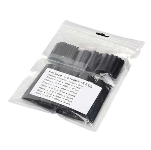 Set 127 Tubos Termoencogibles Negros 2:1 Set 127 Tubos Termoencogibles Negros 2:1