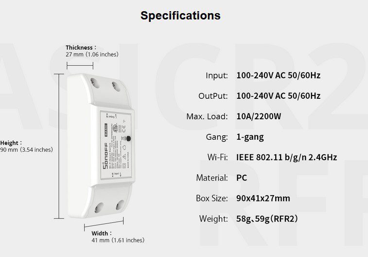 Interruptor Inteligente WiFi Sonoff 10A 2200W Interruptor Inteligente WiFi Sonoff 10A 2200W - Imagen 4