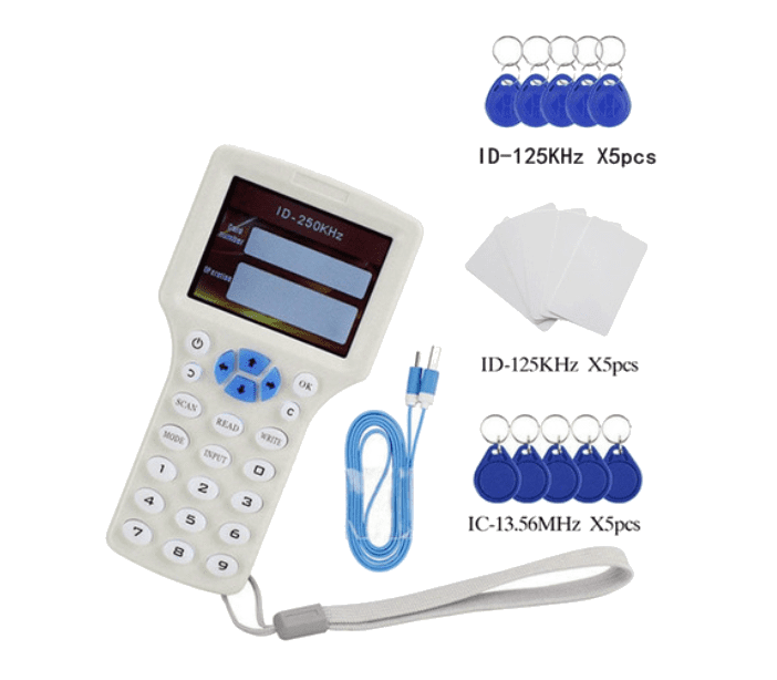 Lector RFID Multifrecuencia G26870 con Tarjetas y Llaveros Lector RFID Multifrecuencia G26870 con Tarjetas y Llaveros
