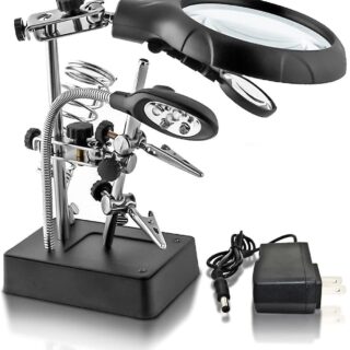 Tercera Mano Lupa Pinza Luz Led Porta Cautín Soldadura