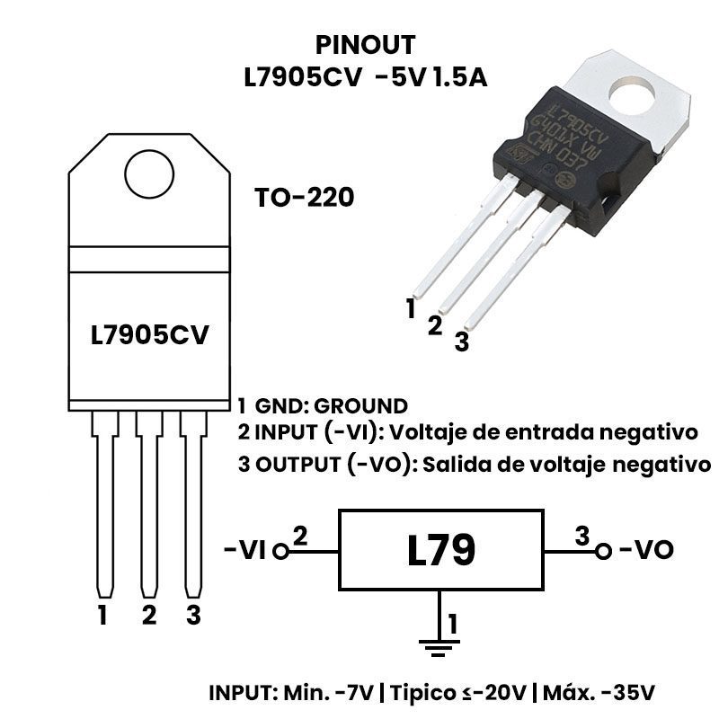 Regulador de voltaje 7905 TO-220 Regulador de voltaje 7905 TO-220 - Imagen 3