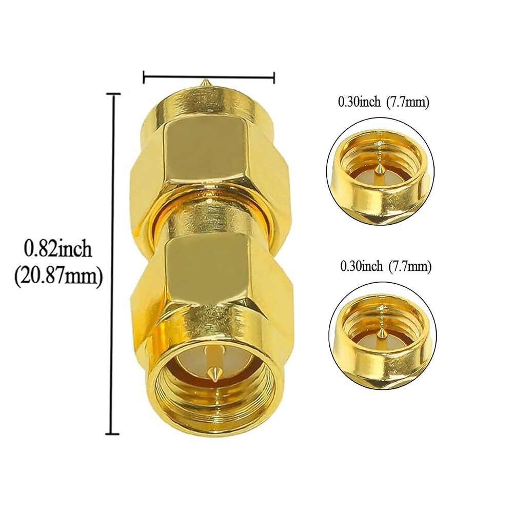 Adaptador SMA Macho a SMA Macho RF Coaxial Dimensiones de Adaptador SMA Macho a SMA Macho RF Coaxial
