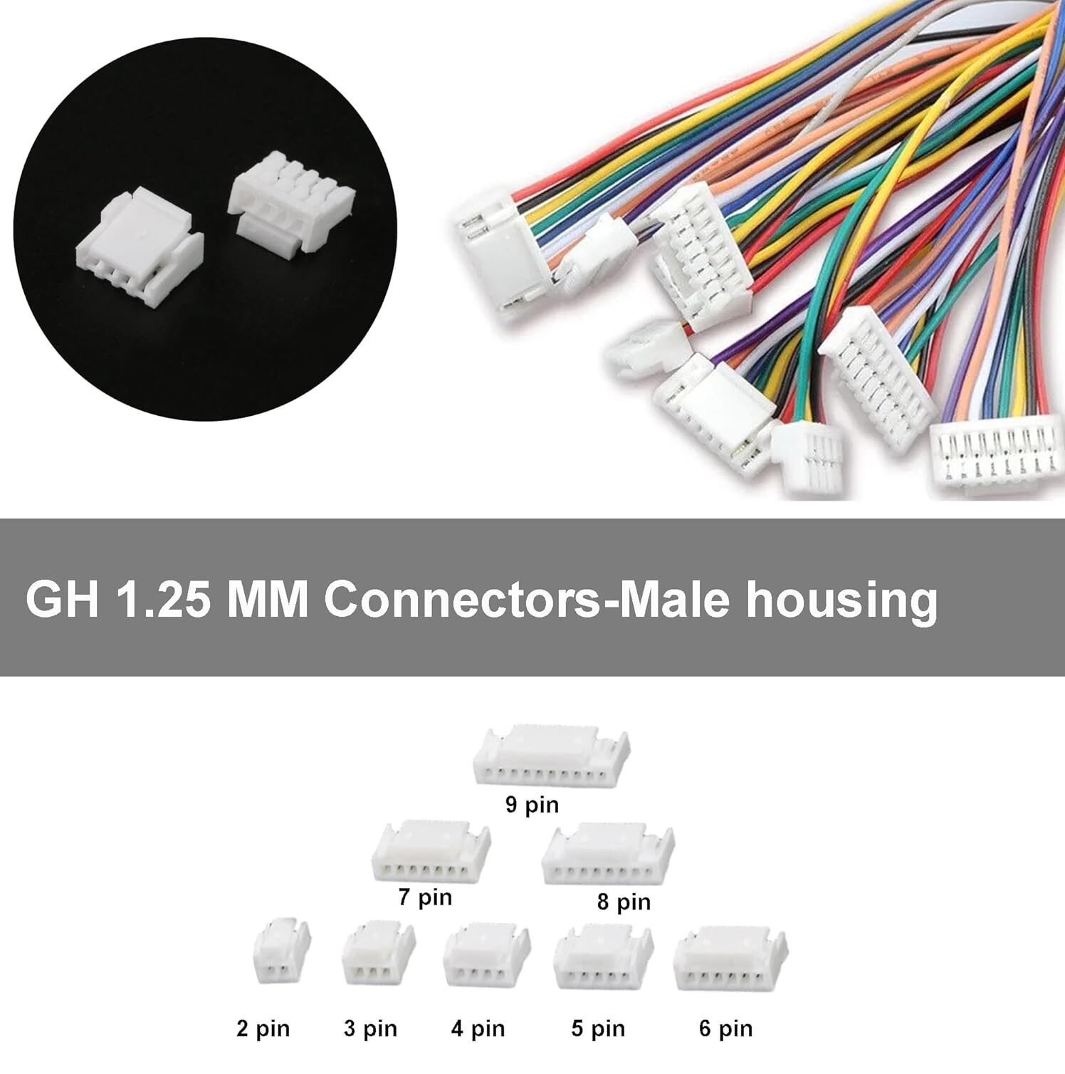 Cable Adaptador GH 1.25mm a Dupont 2P–6P Cable Adaptador GH 1.25mm a Dupont 2P–6P para conexión de sensores y módulos