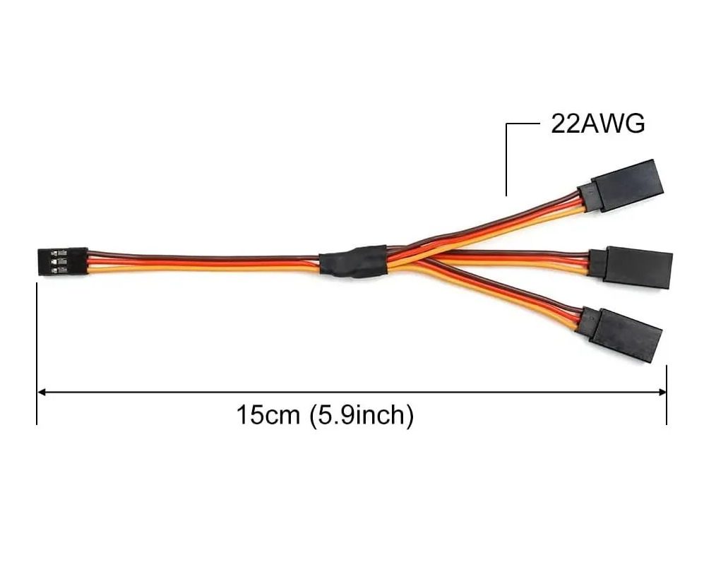 Cable Extensión en Y para Servomotor 15cm Dimensiones de Cable Extensión en Y para Servomotor 15cm para duplicar señal PWM de servos