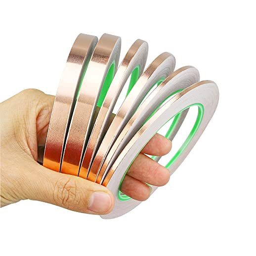 Cinta de Cobre Conductiva Doble Cara con Adhesivo 20M - 10mm | Blindaje EMI para Circuitos DIY y Soldadura Cinta de Cobre Conductiva Doble Cara con adhesivo para blindaje EMI y conexiones electrónicas