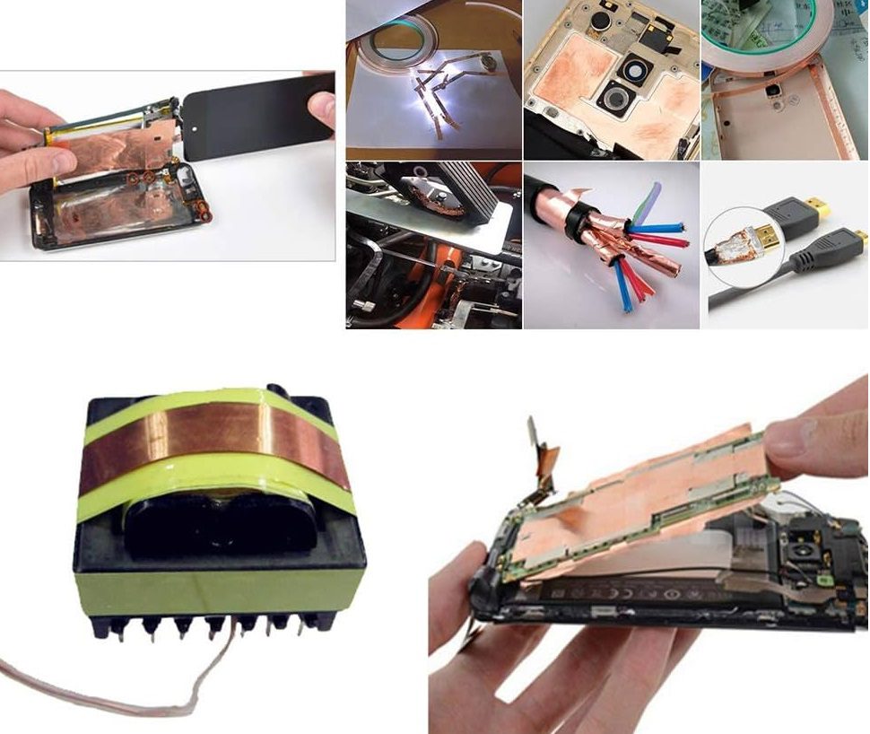 Cinta de Cobre Conductiva Doble Cara con Adhesivo 20M - 10mm | Blindaje EMI para Circuitos DIY y Soldadura Usos de Cinta de Cobre Conductiva Doble Cara con adhesivo para blindaje EMI y conexiones electrónicas