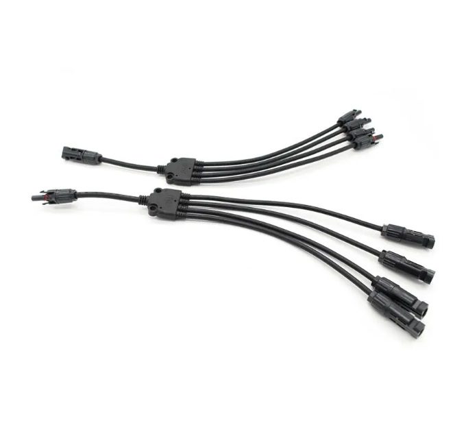 Conector MC4 en Y (Macho + Hembra) para Panel Solar 4 en 1 – Cable Solar Splitter Conector MC4 en Y 4 en 1 macho y hembra para conexión de paneles solares en paralelo