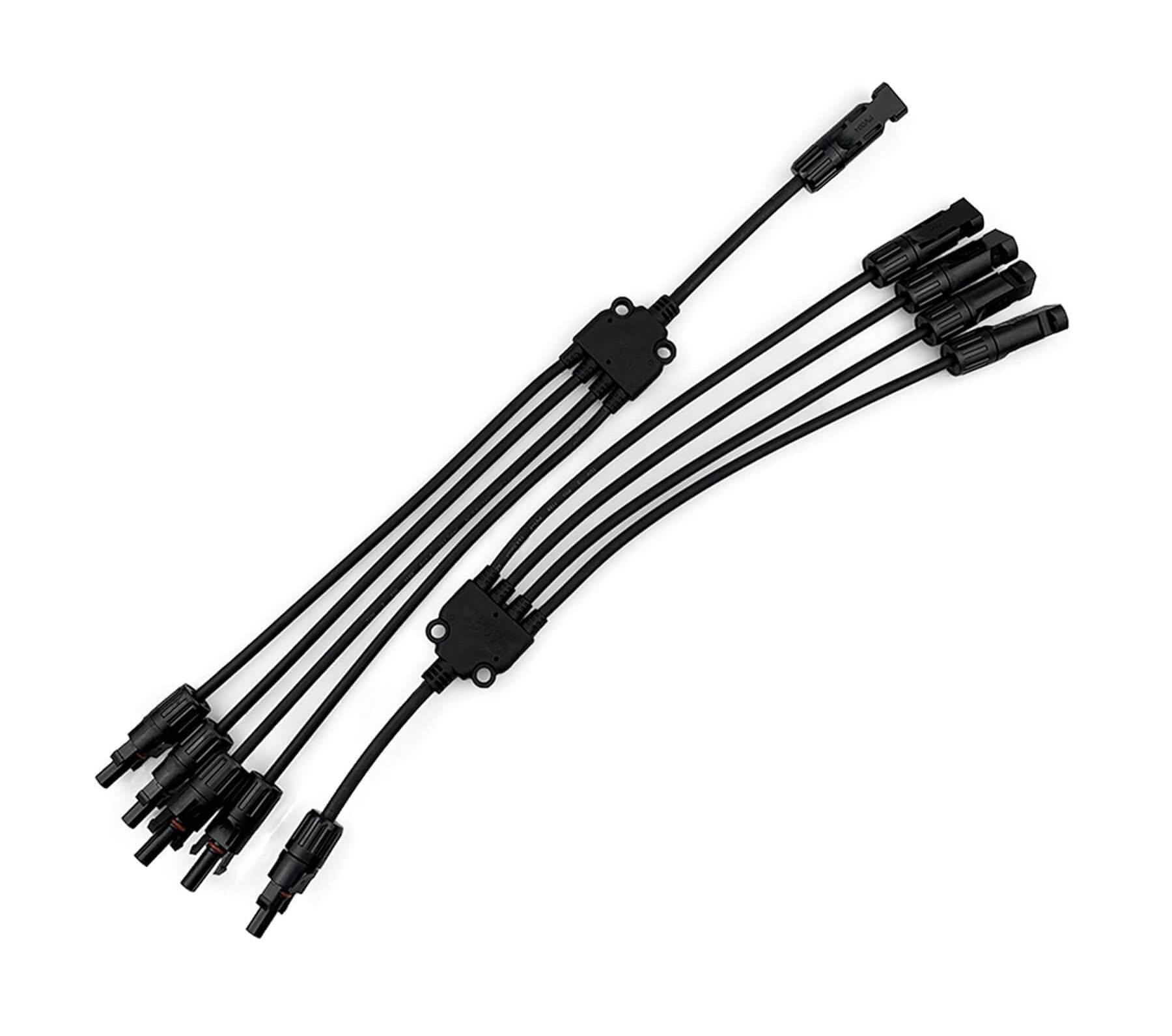 Conector MC4 en Y (Macho + Hembra) para Panel Solar 4 en 1 – Cable Solar Splitter Conector MC4 en Y 4 en 1 macho y hembra para conexión de paneles solares en paralelo