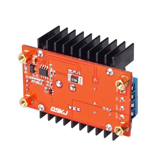 Convertidor DC-DC Boost 150W 6A Regulable | 10–32V a 12–35V Step-Up Cara inferior de Convertidor DC-DC Boost 150W 6A Regulable