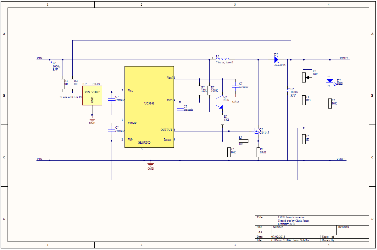 Convertidor DC-DC Boost 150W 6A Regulable | 10–32V a 12–35V Step-Up Diagrama de Convertidor DC-DC Boost 150W 6A Regulable