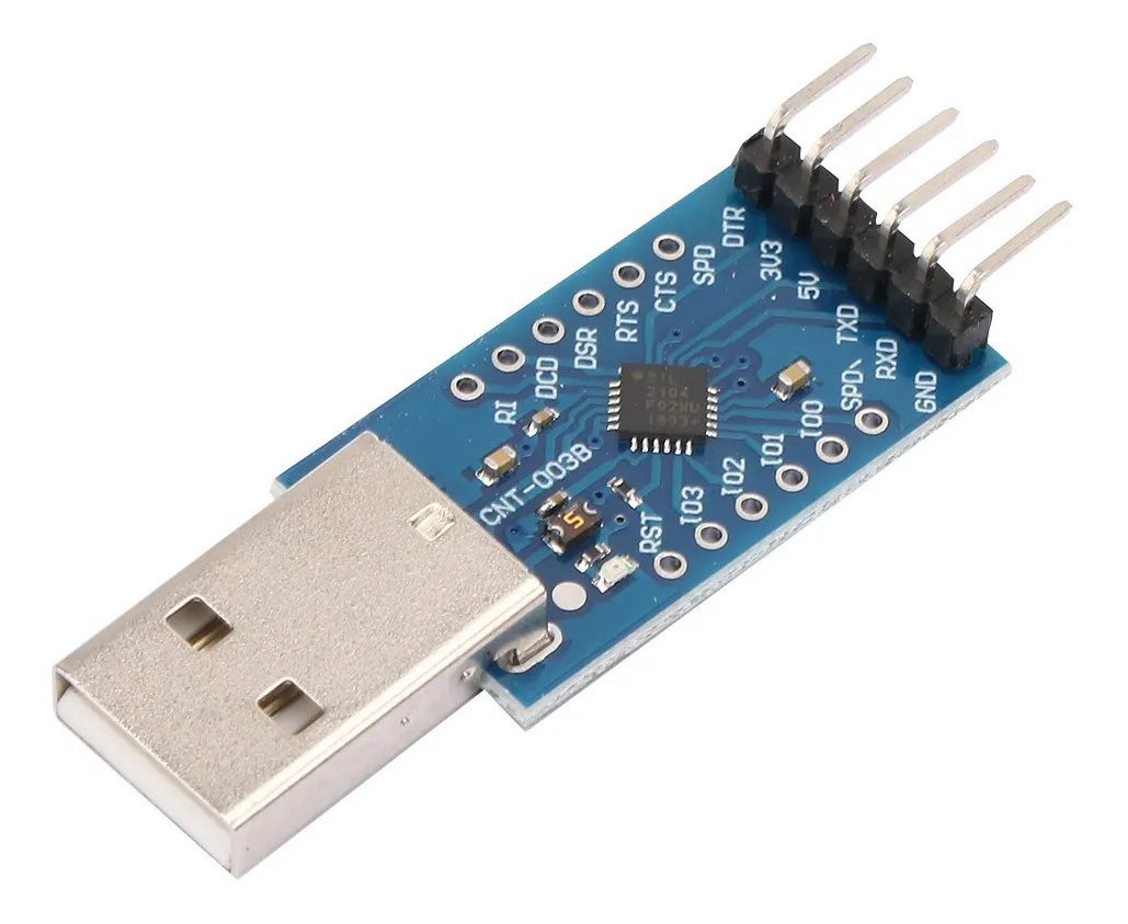 Módulo USB 2.0 a TTL UART CP2104 6 Pines con Cables Dupont Módulo USB 2.0 a TTL UART CP2104 6 Pines con Cables Dupont para programación serial