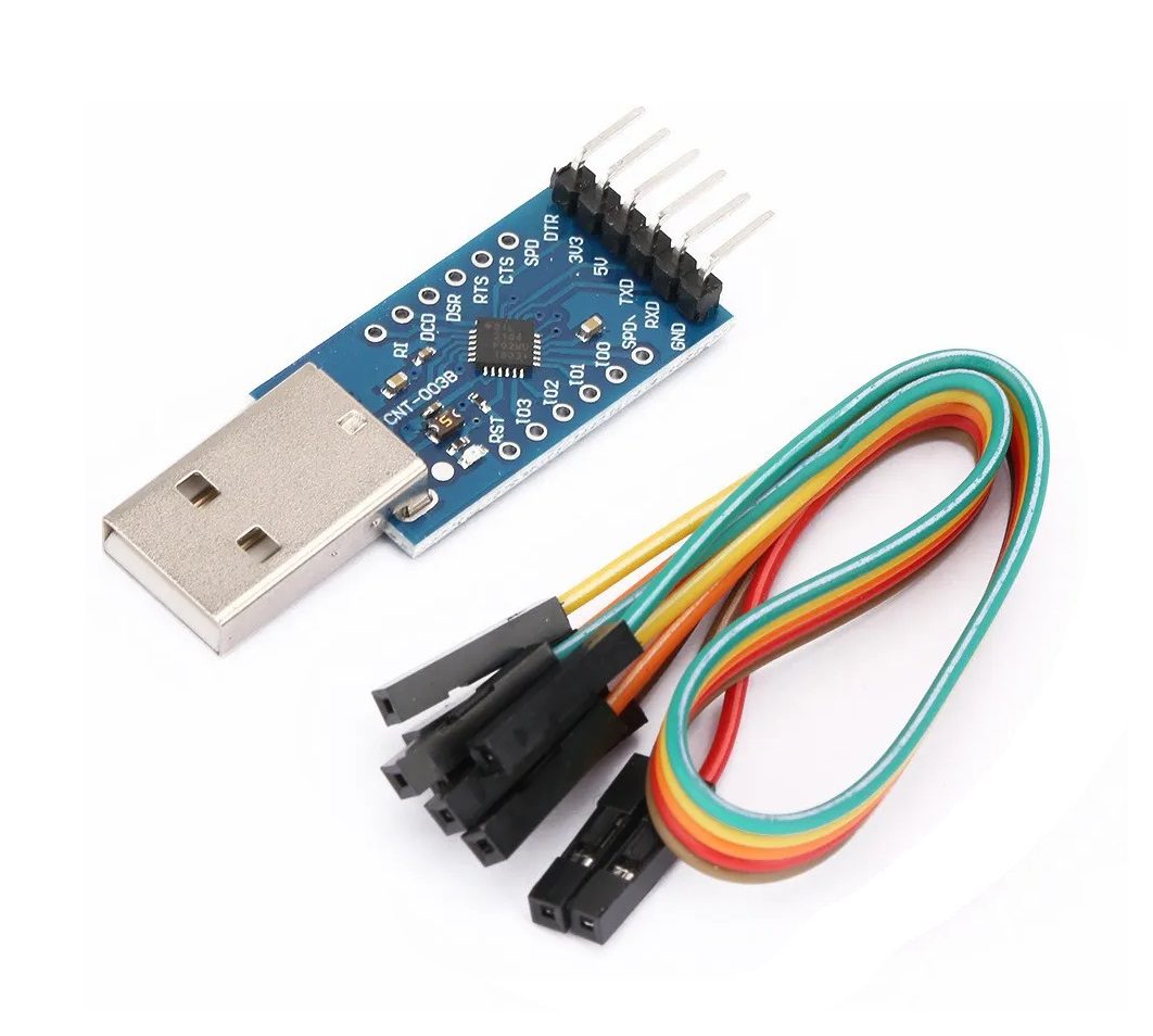 Módulo USB 2.0 a TTL UART CP2104 6 Pines con Cables Dupont Módulo USB 2.0 a TTL UART CP2104 6 Pines con Cables Dupont para programación serial