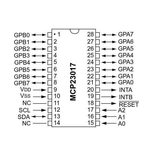 Expansor de E/S I2C MCP23017 DIP-28 Expansor de E/S I2C MCP23017 DIP-28 - Imagen 2