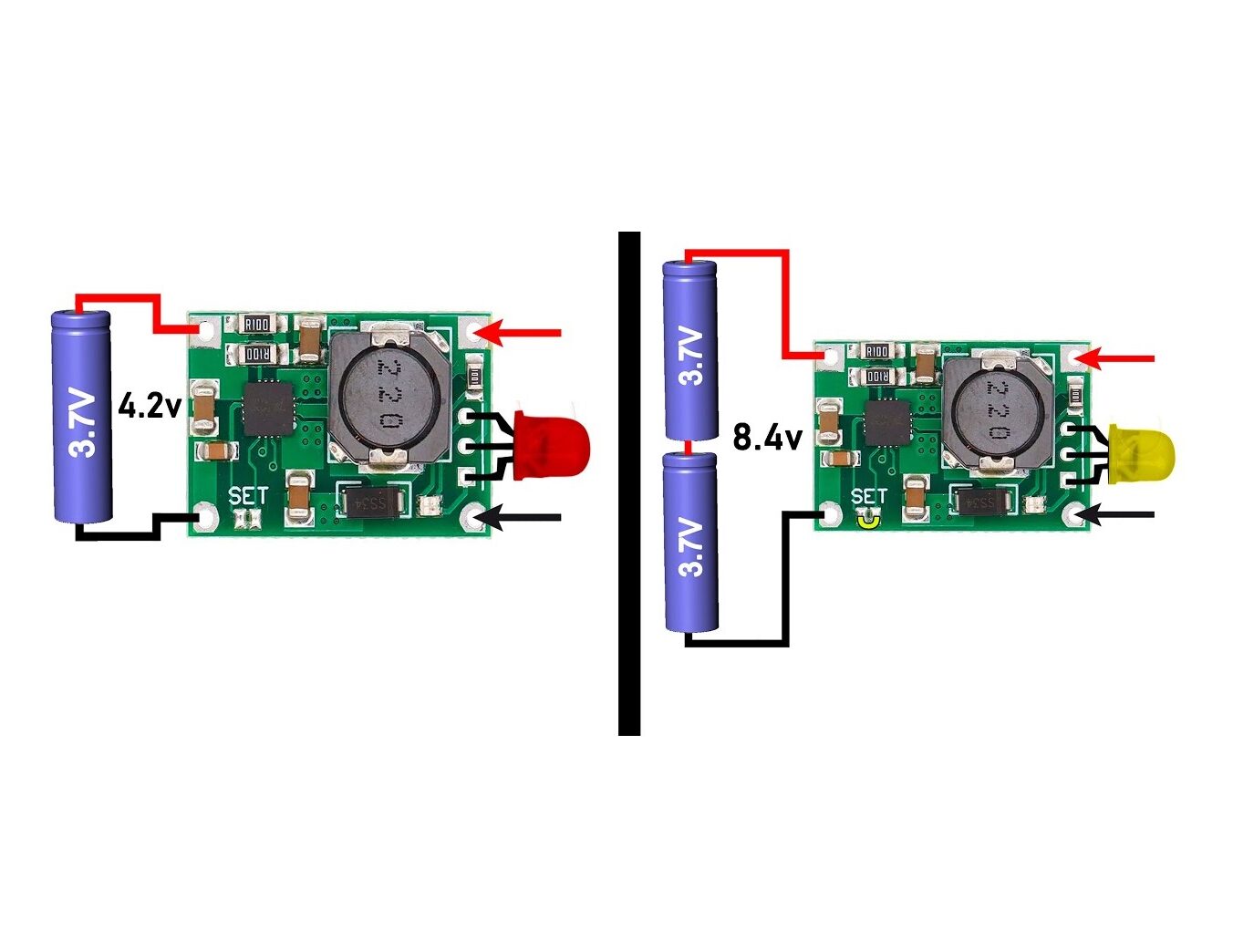 Modulo Controlador de Carga TP5100 1S-2S para Baterías Li-Ion y Li-Po Conexion de Modulo Controlador de Carga TP5100 1S-2S