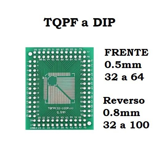 Placa Adaptadora QFP/TQFP/LQFP/FQFP 32/64 Pines a DIP 0.5/0.8mm Placa Adaptadora QFP/TQFP/LQFP/FQFP 32/64 Pines a DIP 0.5/0.8mm para prototipado