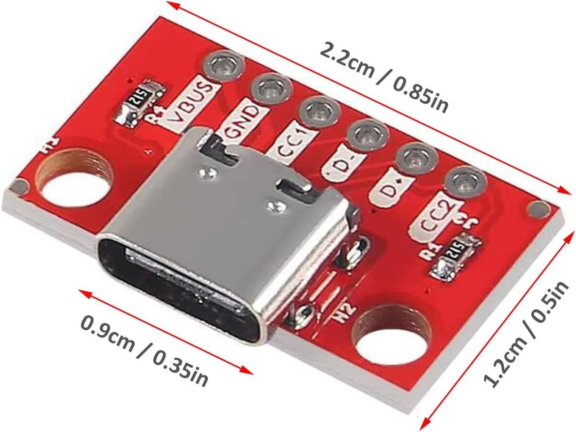 Placa USB-C hembra 12×13.8 mm FR-4 Placa USB-C hembra 12×13.8 mm FR-4 - Imagen 3