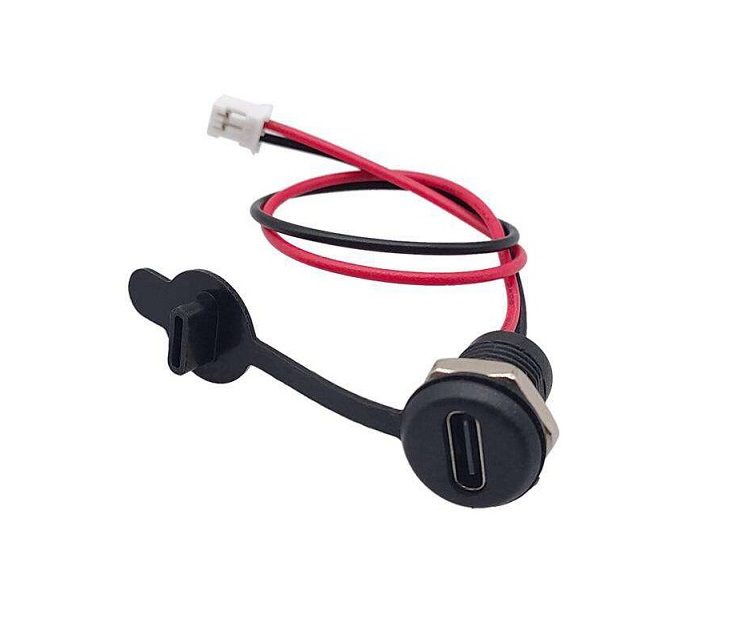 Puerto USB-C hembra impermeable con bloqueo y carga rápida Puerto USB-C hembra impermeable con bloqueo y carga rápida para montaje en panel