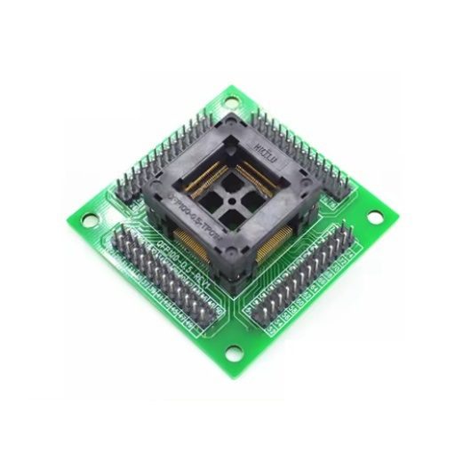 Socket QFP100 0.5 mm Rev2 – Zócalo para Circuitos Integrados Socket QFP100 0.5 mm Rev2 para prueba y programación de circuitos integrados QFP