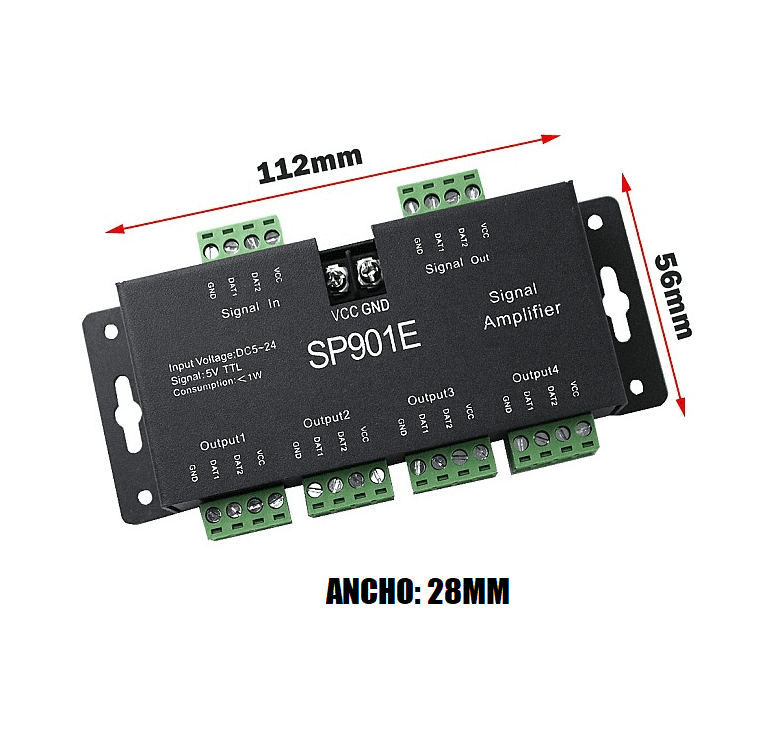 SP901E Amplificador SPI 4/8 Canales para LED WS2812B SP901E amplificador SPI WS2812B módulo de 4/8 canales
