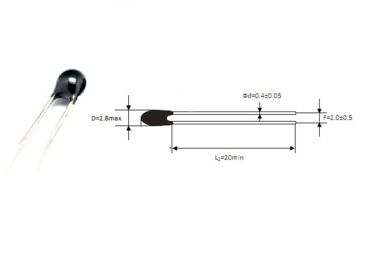 Termistor NTC 10k MF11-103 Termistor NTC 10k MF11-103 - Imagen 2