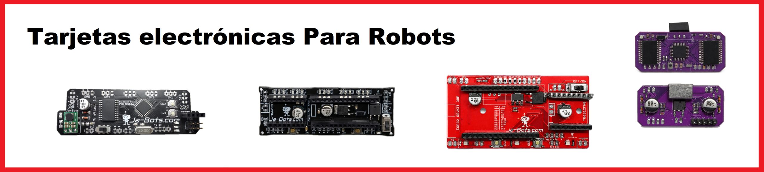 Banner con tarjetas para robots diseñadas por Ja-bots