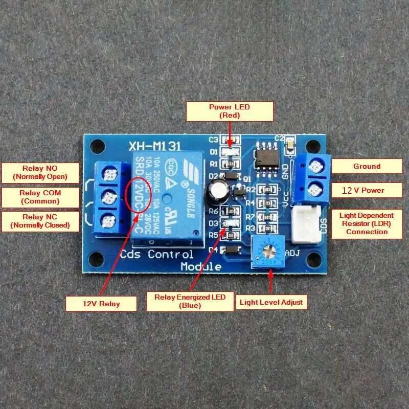 Módulo Relé 12V con Sensor LDR para Control Automático de Luz Módulo Relé 12V con Sensor LDR para Control Automático de Luz - Imagen 2