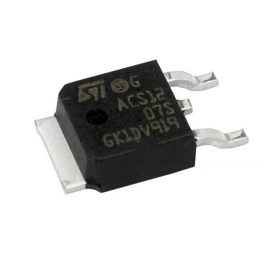 TRIAC ACS1207S SMD 12A para Control de Cargas AC de Alta Potencia TRIAC ACS1207S SMD de 12A para control de cargas en corriente alterna