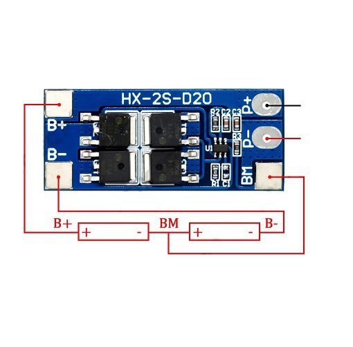 BMS 2S HX-2S-D20 Protección para Baterías de Litio con Control de Carga y Descarga BMS 2S HX-2S-D20 Protección para Baterías de Litio con Control de Carga y Descarga - Imagen 3