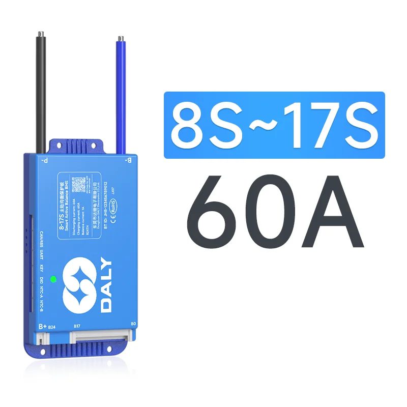 DALY SMART BMS 8-17S 60A con Balance Activo BT y Comunicación RS485/CAN DALY Smart BMS 8-17S 60A con Bluetooth, balance activo, RS485 y CAN Bus para baterías de litio
