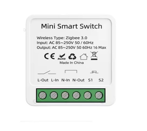 Interruptor Inteligente de 1 Canal Relé de 16A Módulo interruptor inteligente de 1 canal con relé de 16 amperios para automatización y control remoto