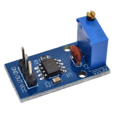 Módulo Generador de Pulsos LM555 Ajustable Módulo generador de pulsos LM555 con frecuencia ajustable para señales PWM, pruebas electrónicas y proyectos con microcontroladores