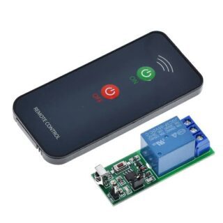Módulo relé de 1 canal 5V 10A con control remoto infrarrojo de 38 kHz para automatización y proyectos con Arduino.