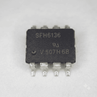 Optoacoplador SFH6136 de alta velocidad con encapsulado DIP-8, salida de transistor y aislamiento de 5300 Vrms para aplicaciones industriales.