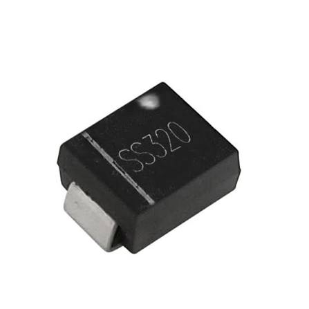 Diodo Rectificador Schottky SS320 SMA 200V 3A X10 Und Diodo rectificador Schottky SS320 de 200V y 3A para montaje superficial, utilizado en fuentes conmutadas, convertidores DC-DC y protección electrónica.