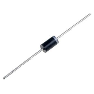 Diodo rectificador SF56G de recuperación ultra rápida, 400V 5A, encapsulado DO-201AD para fuentes conmutadas e inversores.