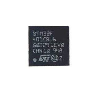 Microcontrolador STM32F401CBU6 ARM Cortex-M4 de 84 MHz con 128 KB Flash, 64 KB SRAM y encapsulado UFQFPN-48.