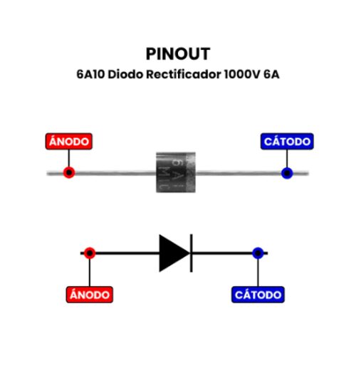 Diodo Rectificador 6A10 1000V 6A R-6 Diodo Rectificador 6A10 1000V 6A R-6 - Imagen 3
