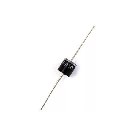 Diodo Rectificador 6A10 1000V 6A R-6 Diodo rectificador 6A10 de 1000 V y 6 A en encapsulado R-6 para fuentes de alimentación, cargadores e inversores.