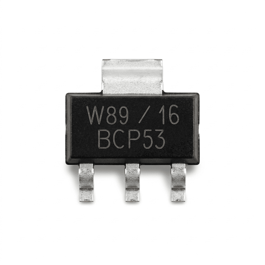 Transistor BJT PNP BCP53 SOT-223 Transistor BJT PNP BCP53 de 80 V y 1 A en encapsulado SOT-223 para conmutación, amplificación y control de potencia.