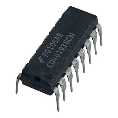 Contador Binario Ascendente/Descendente CD40193B DIP-16 Circuito integrado CD40193B contador CMOS binario síncrono de 4 bits ascendente y descendente en encapsulado DIP-16.