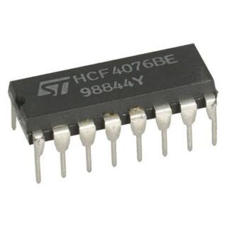 Circuito integrado CD4076 registro CMOS de 4 bits tipo D con salidas Tri-State en encapsulado DIP-16.