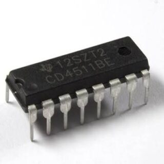 Circuito integrado CD4511 decodificador BCD a display de 7 segmentos para cátodo común en encapsulado DIP-16.