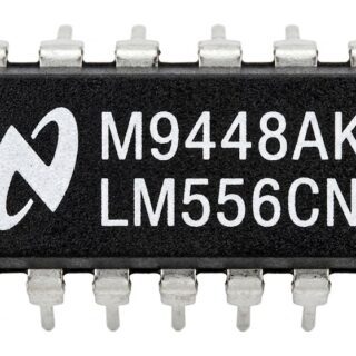 Circuito integrado LM556 temporizador dual con dos temporizadores tipo 555 independientes en encapsulado DIP-14.
