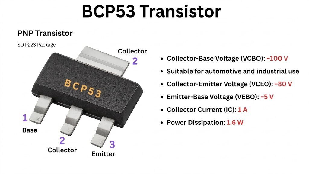 Transistor BJT PNP BCP53 SOT-223 Transistor BJT PNP BCP53 SOT-223 - Imagen 3