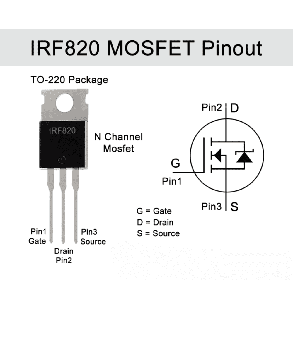 MOSFET de Potencia N-Channel IRF820 500V TO-220 MOSFET de Potencia N-Channel IRF820 500V TO-220 - Imagen 2