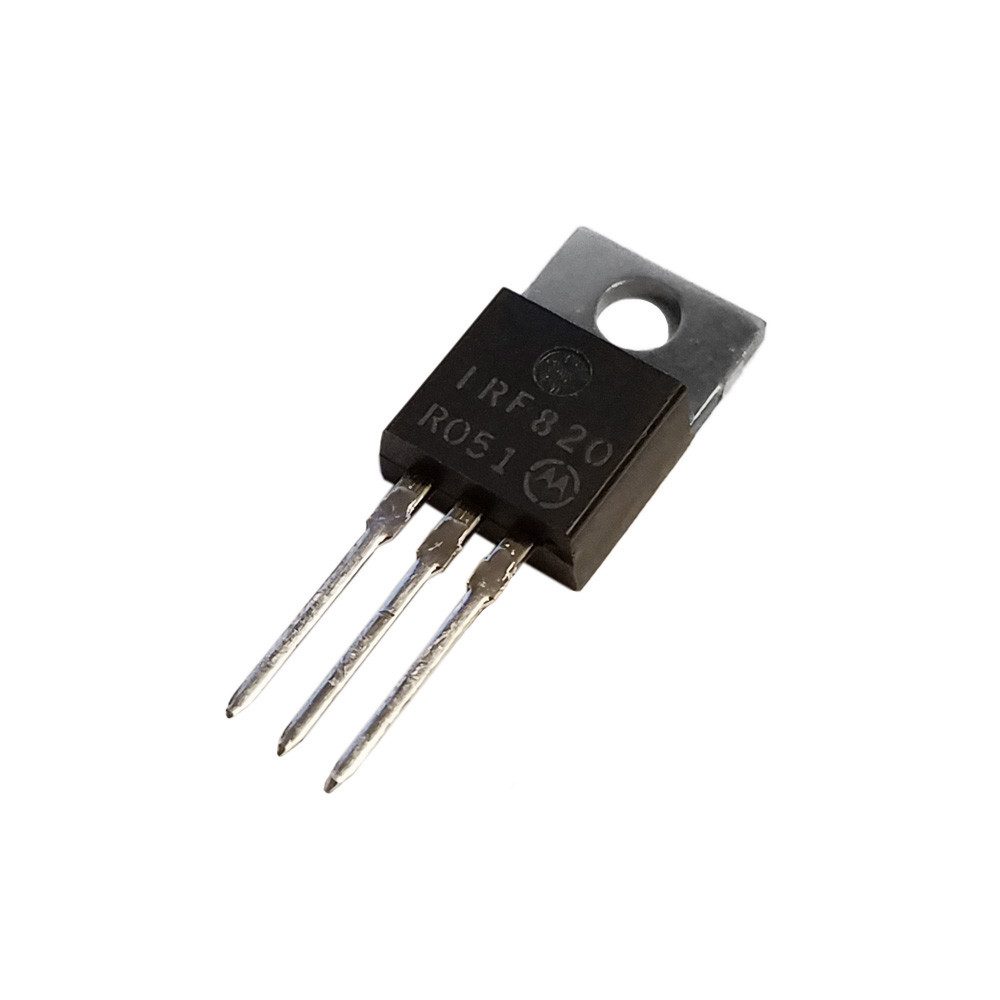 MOSFET de Potencia N-Channel IRF820 500V TO-220 Transistor MOSFET IRF820 de canal N, 500V y aproximadamente 2,5A en encapsulado TO-220.