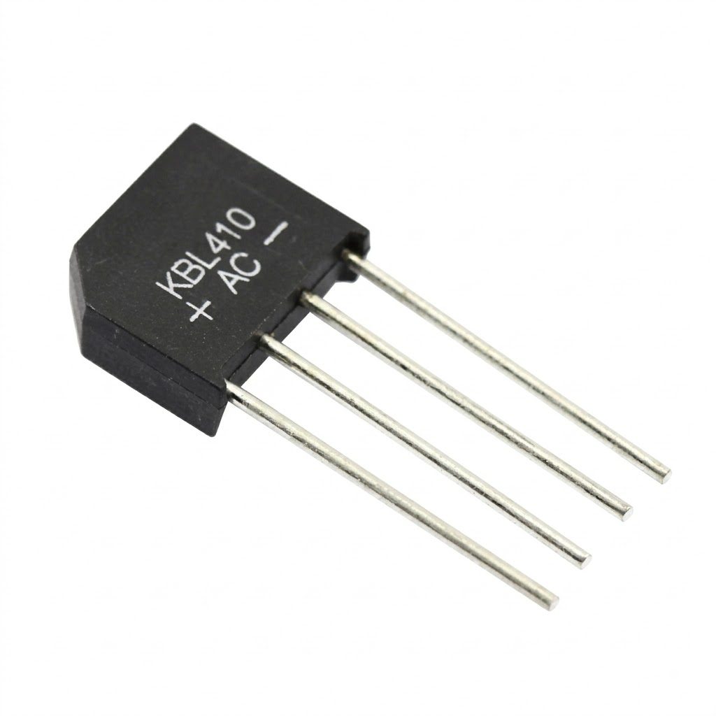 Puente Rectificador KBL410 4A 1000V Puente rectificador KBL410 de silicio monofásico de 4A y 1000V en encapsulado KBL de cuatro terminales.
