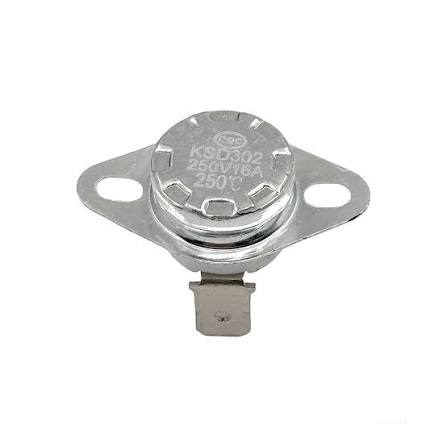 Termostato Bimetálico KSD302 NC 16A 250V Alta Corriente Termostato bimetálico KSD302 de acción rápida para protección contra sobrecalentamiento en equipos eléctricos.